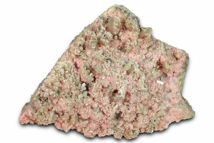 Stilbite Crystals on Quartz & Rhodochrosite Rosettes - Bulgaria #368710